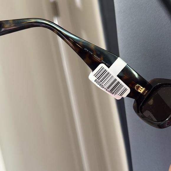 🤎Prada PR 17WS 2AU8C1 Tortoise Plastic Rectangle Sunglasses Brown Lens - Picture 13 of 17